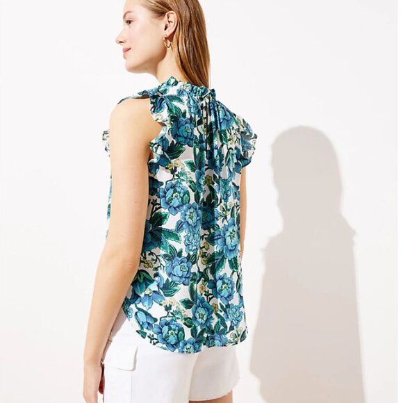 Loft Floral Ruffle Shell Sz: XS - Picture 5 of 6
